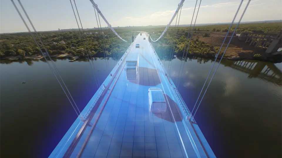 Une visualisation d'un pont dans un film d'incendie produit pour Hilscher.