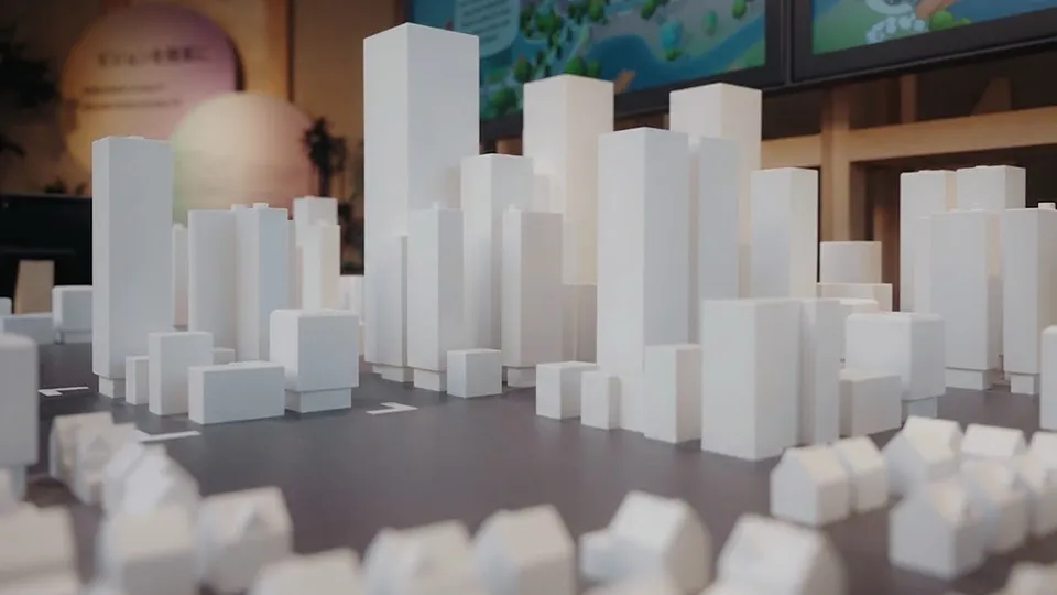 ein futuristisches Model einer modernen Stadt bei einem imagefilm aus Köln für das BMWE.